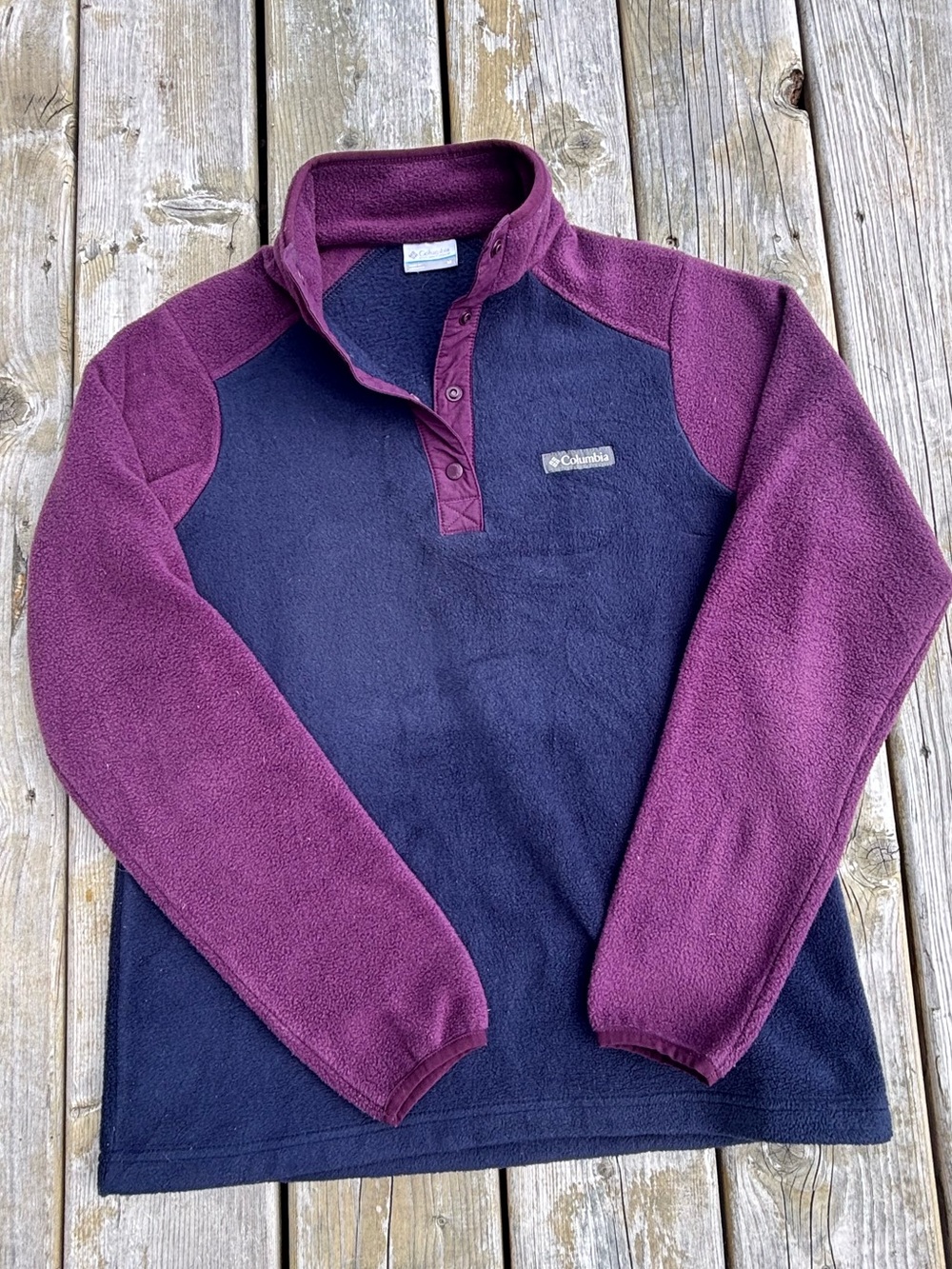 Columbia Fleece Pullover - Navy & Burgundy size medium